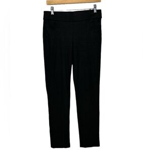 High Rise Straight Leg Pull On Herringbone Pants - Black - size Medium
